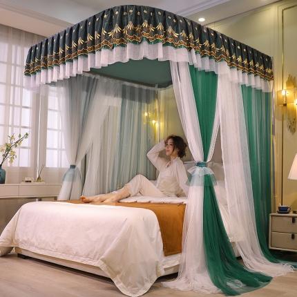 91家纺网 家纺一手货源 找家纺 迪凡保罗 2022新款A36双层纱导轨蚊帐  墨绿色