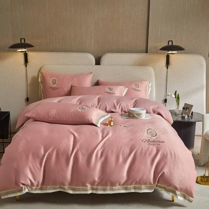 91家纺网 家纺一手货源 找家纺 凡客 2022新款有氧棉提加绣米诺斯四件套 米诺斯-粉