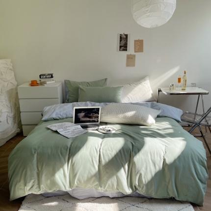 91家纺网 家纺一手货源 找家纺 （总）窝米 2022春季新品素色双拼水洗棉系列四件套