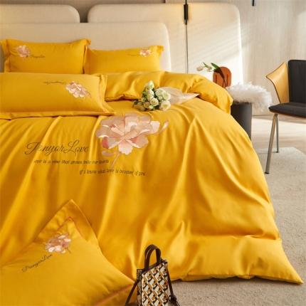 凡客 2022新款有氧棉重工刺绣花开富贵系列四件套 花开富贵-黄