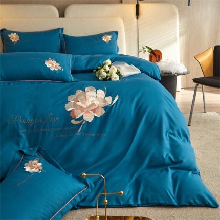 凡客 2022新款有氧棉重工刺绣花开富贵系列四件套 花开富贵-兰