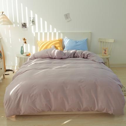 91家纺网 家纺一手货源 找家纺 （总）潮邦 2025春夏纯色混拼全棉四件套