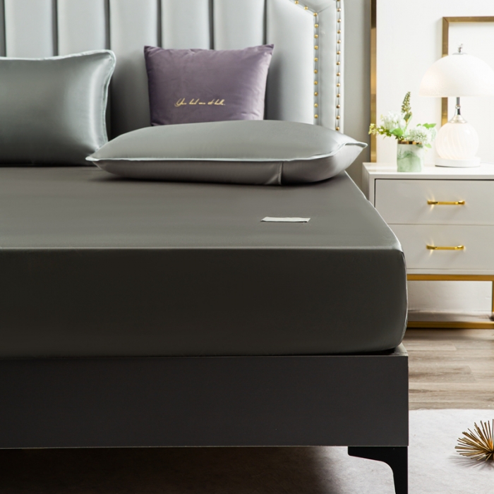 91家纺网 家纺一手货源 找家纺 潮邦 2025新款可水洗四公分松紧整圈柔软清凉冰丝凉席床笠款 太空灰