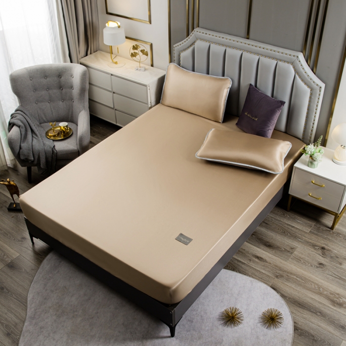 91家纺网 家纺一手货源 找家纺 潮邦 2025新款可水洗四公分松紧整圈柔软清凉冰丝凉席床笠款 香槟金