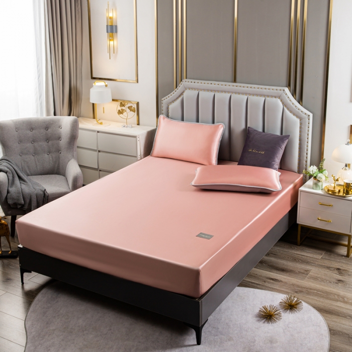 91家纺网 家纺一手货源 找家纺 潮邦 2025新款可水洗四公分松紧整圈柔软清凉冰丝凉席床笠款 雪豆沙