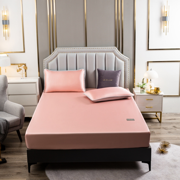 91家纺网 家纺一手货源 找家纺 潮邦 2025新款可水洗四公分松紧整圈柔软清凉冰丝凉席床笠款 雪豆沙