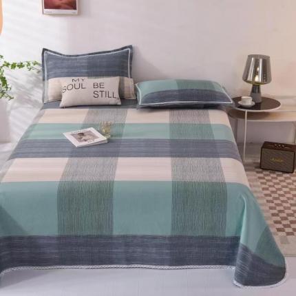 91家纺网 家纺一手货源 找家纺 新印象 2025新款全棉老粗布凉席两件套三件套 大绿格