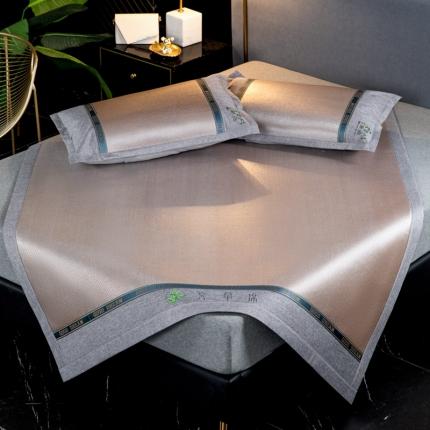 91家纺网 家纺一手货源 找家纺 伊先生家纺 2024新款艾草凉感冰藤席 艾草-香槟金