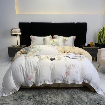 91家纺网 家纺一手货源 找家纺 顾家家居 2023新款80支LF兰静兰精天丝数码印花四件套 半熟恋人