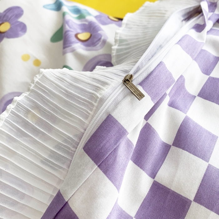 91家纺网 家纺一手货源 找家纺 仟网汇2022全棉喷气13070床盖三件套四件套花语柔情紫