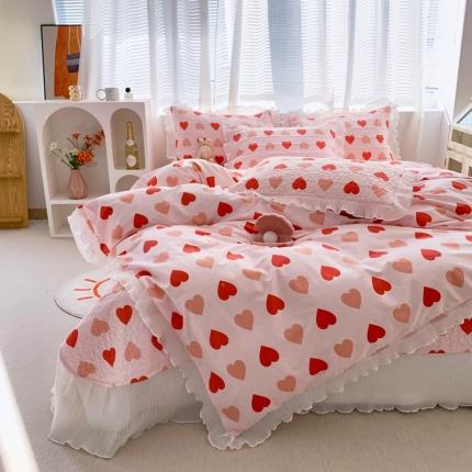 91家纺网 家纺一手货源 找家纺 仟网汇2022新款全棉喷气13070床盖三件套四件套怦然心动