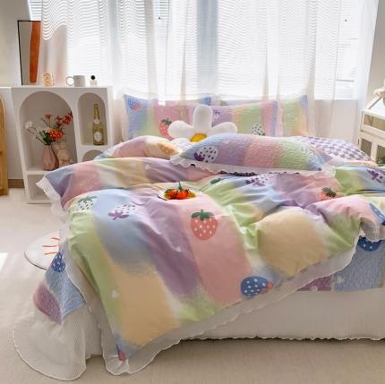 91家纺网 家纺一手货源 找家纺 仟网汇2022新款全棉喷气13070床盖三件套四件套七色梦幻