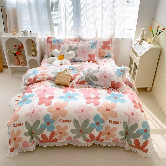 91家纺网 家纺一手货源 找家纺 仟网汇 2022新款全棉喷气13070床盖三件套四件套 相遇