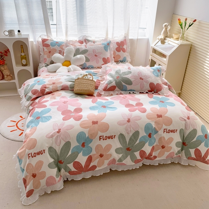 91家纺网 家纺一手货源 找家纺 仟网汇 2022新款全棉喷气13070床盖三件套四件套 相遇