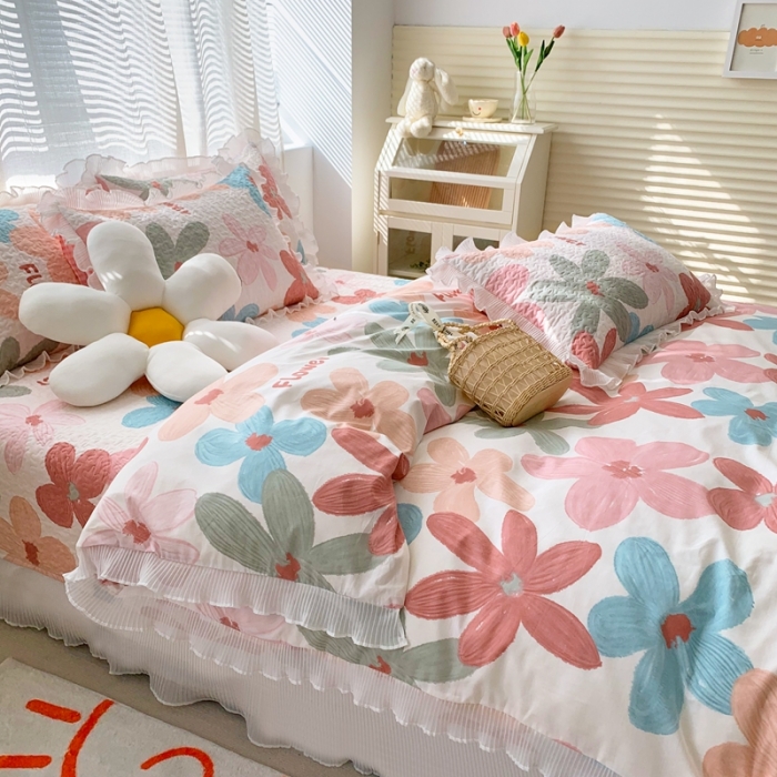 91家纺网 家纺一手货源 找家纺 仟网汇 2022新款全棉喷气13070床盖三件套四件套 相遇