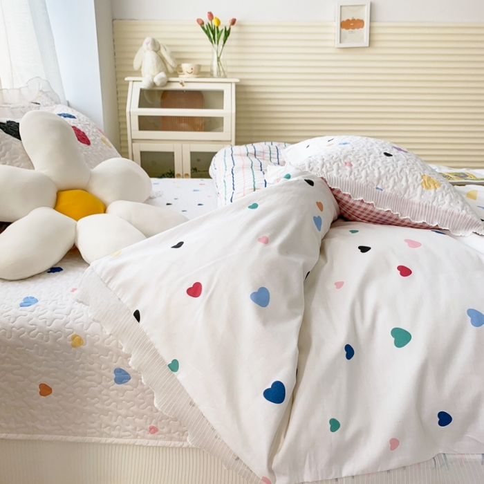 91家纺网 家纺一手货源 找家纺 仟网汇2022新款全棉喷气13070床盖三件套四件套心心相惜