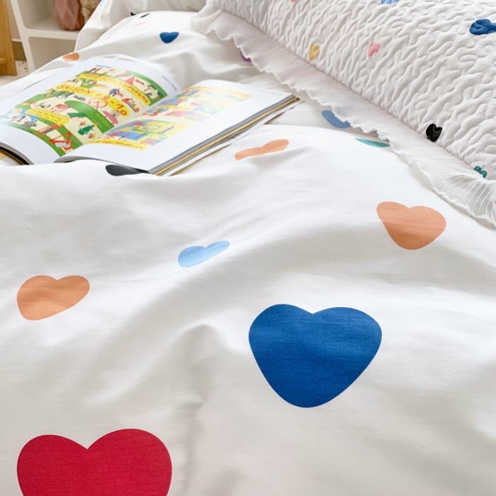 91家纺网 家纺一手货源 找家纺 仟网汇2022新款全棉喷气13070床盖三件套四件套心心相惜