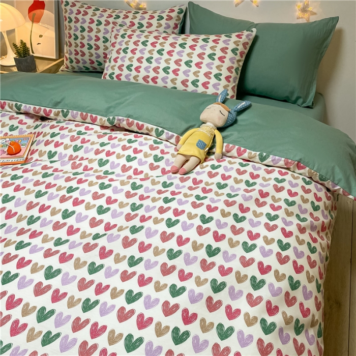 91家纺网 家纺一手货源 找家纺 琪格格纺织 2022新款纯棉小清新套件及单品 彩色甜心