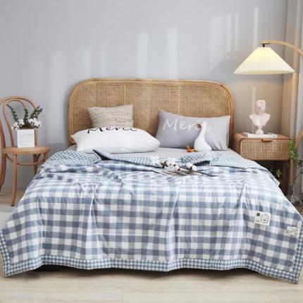 91家纺网 家纺一手货源 找家纺 鑫棉坊 2022新款全棉水洗棉夏被 宜居格调-蓝