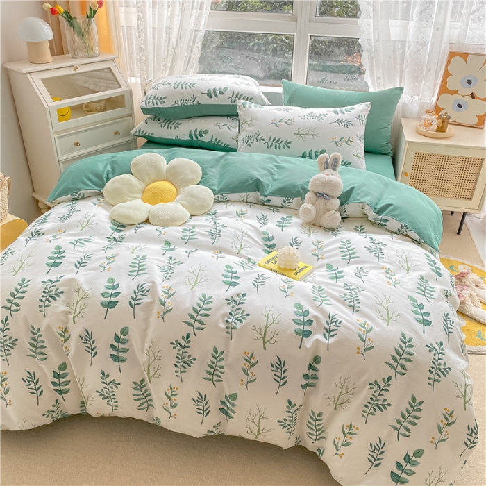 91家纺网 家纺一手货源 找家纺 琪格格纺织 2022新款纯棉小清新套件及单品 花叶