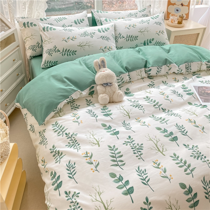 91家纺网 家纺一手货源 找家纺 琪格格纺织 2022新款纯棉小清新套件及单品 花叶