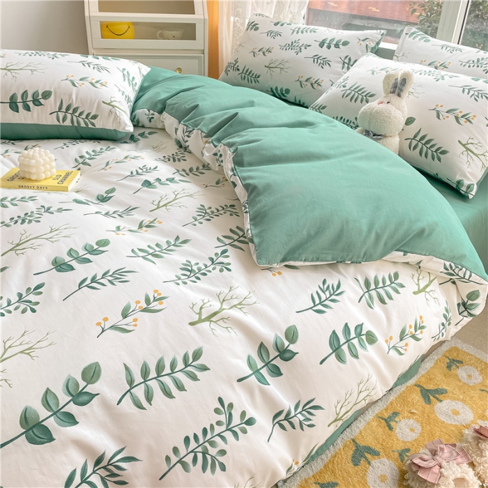 91家纺网 家纺一手货源 找家纺 琪格格纺织 2022新款纯棉小清新套件及单品 花叶