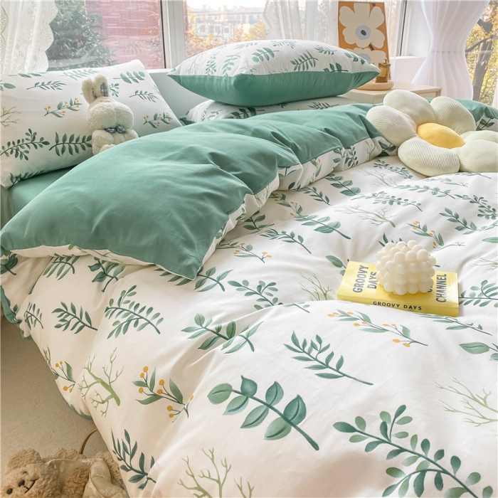 91家纺网 家纺一手货源 找家纺 琪格格纺织 2022新款纯棉小清新套件及单品 花叶