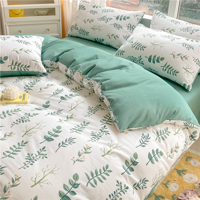 91家纺网 家纺一手货源 找家纺 琪格格纺织 2022新款纯棉小清新套件及单品 花叶