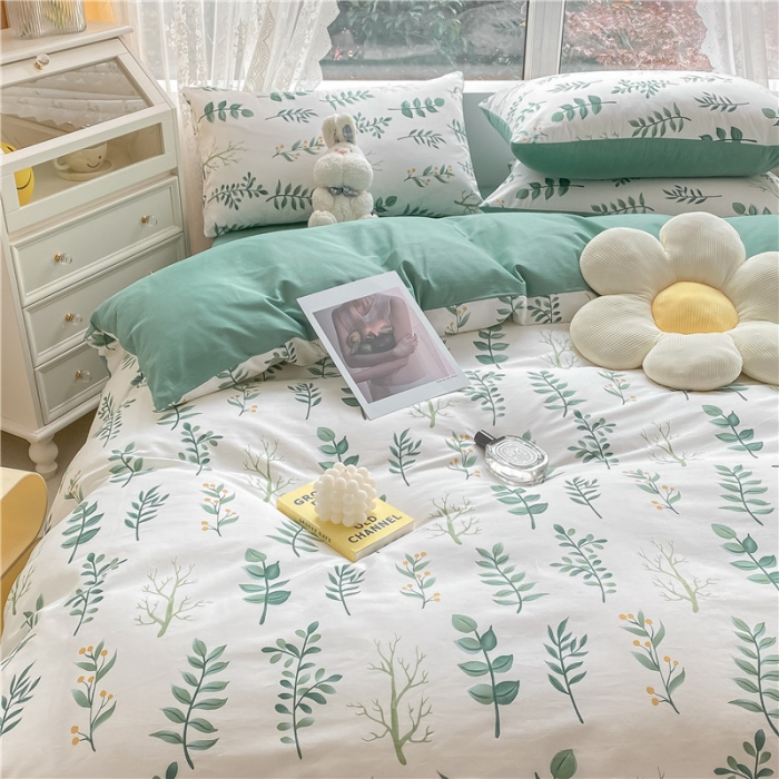 91家纺网 家纺一手货源 找家纺 琪格格纺织 2022新款纯棉小清新套件及单品 花叶