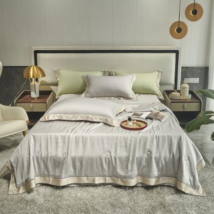 91家纺网 家纺一手货源 找家纺 时亿 2022年80支天丝提花单夏被夏凉空调被直播星辰典雅灰