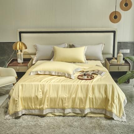 91家纺网 家纺一手货源 找家纺 时亿 2022年80支天丝提花单夏被夏凉空调被直播星辰藕合黄