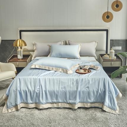 91家纺网 家纺一手货源 找家纺 时亿 2022年80支天丝提花单夏被夏凉空调被直播星辰水清蓝