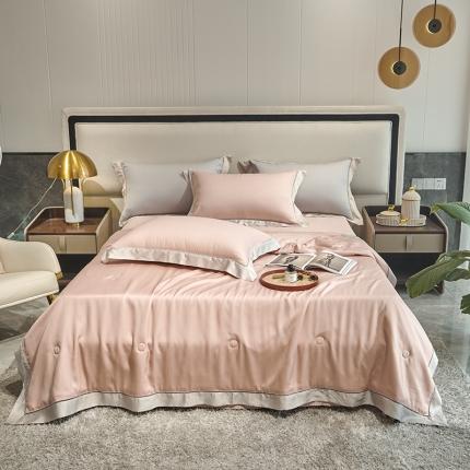 91家纺网 家纺一手货源 找家纺 时亿 2022年80支天丝提花单夏被夏凉空调被直播星辰香玉粉