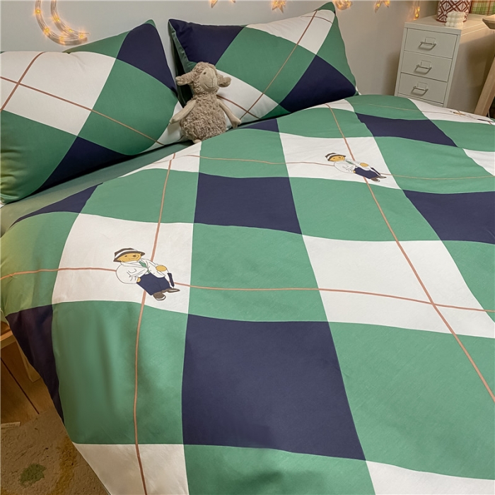 91家纺网 家纺一手货源 找家纺 琪格格纺织 2022新款纯棉小清新套件及单品 绅士熊