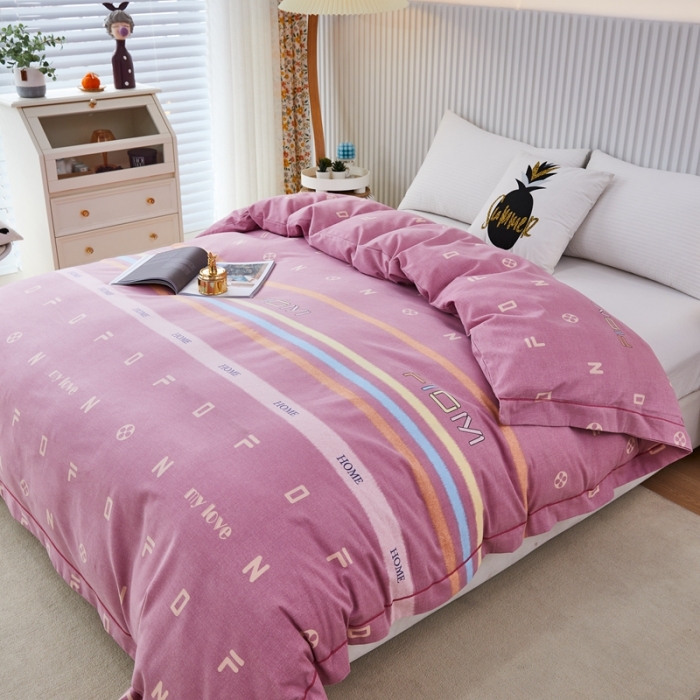 91家纺网 家纺一手货源 找家纺 杜先生 2023新款全棉加厚磨毛系列单被套 名爵世家-豆沙