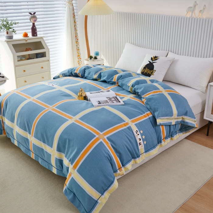 91家纺网 家纺一手货源 找家纺 杜先生 2023新款全棉加厚磨毛系列单被套 星格-蓝