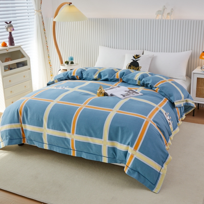 91家纺网 家纺一手货源 找家纺 杜先生 2023新款全棉加厚磨毛系列单被套 星格-蓝