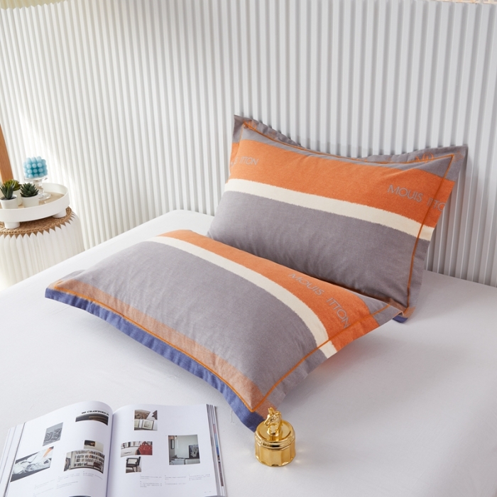 91家纺网 家纺一手货源 找家纺 杜先生新款全棉加厚喷气活性磨毛系列单枕套一对圣托里尼-桔