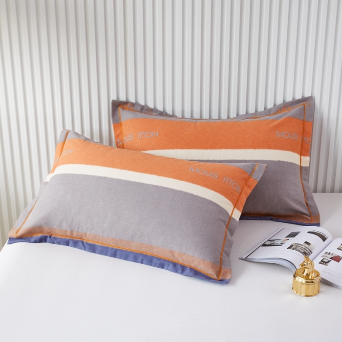 91家纺网 家纺一手货源 找家纺 杜先生新款全棉加厚喷气活性磨毛系列单枕套一对圣托里尼-桔