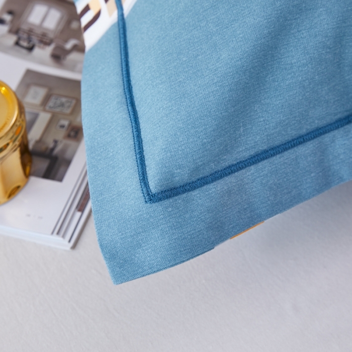 91家纺网 家纺一手货源 找家纺 杜先生 新款全棉加厚喷气活性磨毛系列单枕套一对星格-蓝