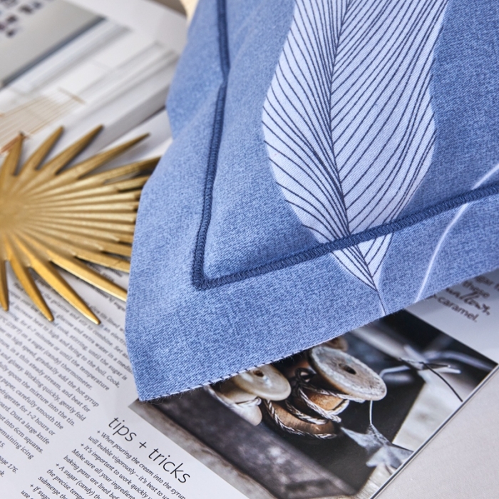 91家纺网 家纺一手货源 找家纺 杜先生 新款全棉加厚喷气活性磨毛系列单枕套一对叶叶相随-蓝