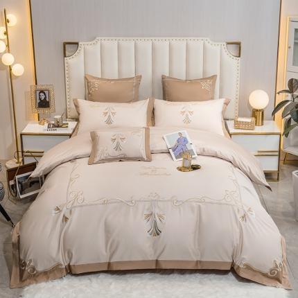 91家纺网 家纺一手货源 找家纺 (总)家居1号2024新款长绒棉刺绣四件套路易斯风格二