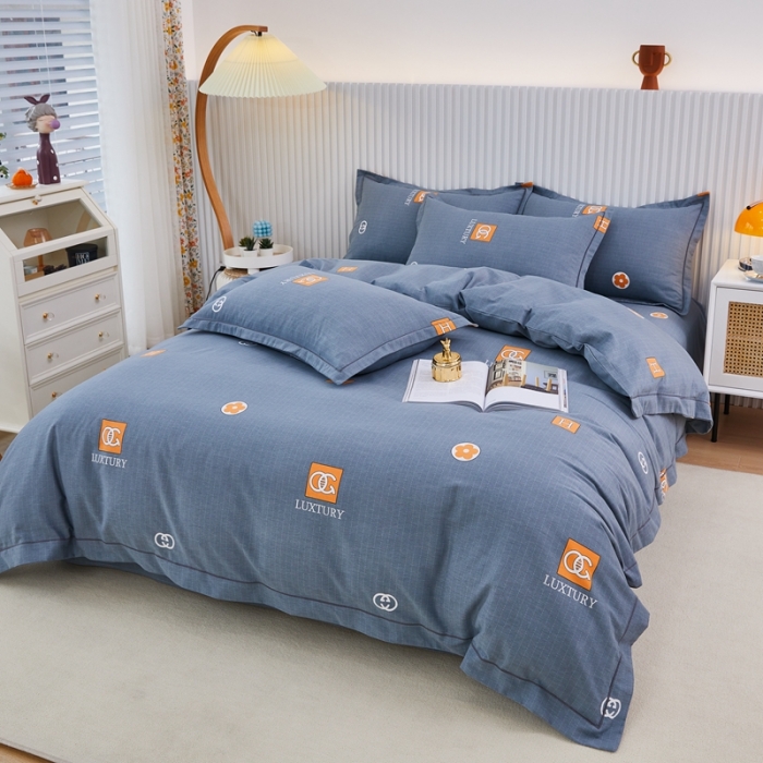 91家纺网 家纺一手货源 找家纺 杜先生 2023新款全棉加厚磨毛系列四件套 景晨-灰