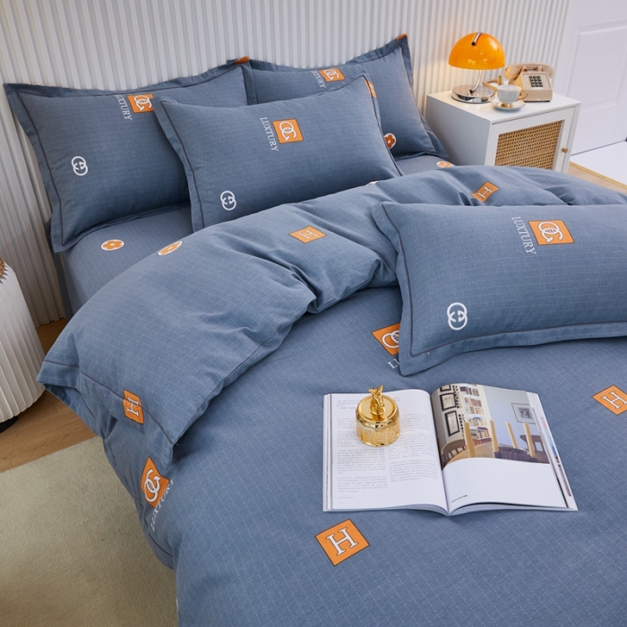 91家纺网 家纺一手货源 找家纺 杜先生 2023新款全棉加厚磨毛系列四件套 景晨-灰