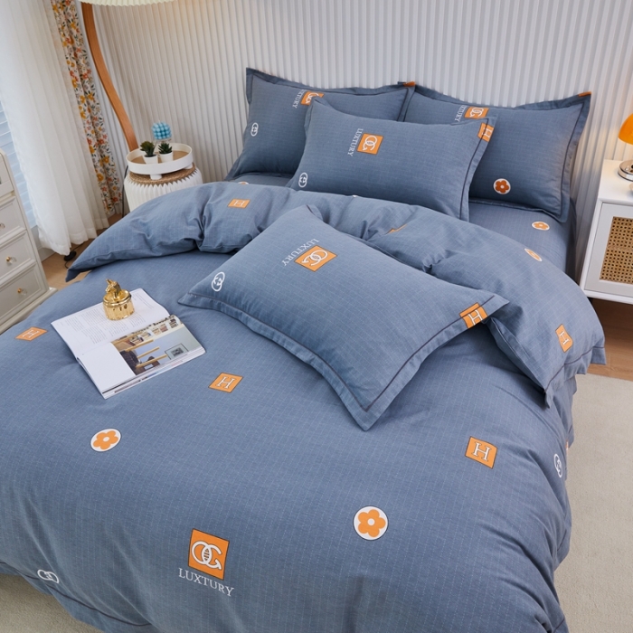 91家纺网 家纺一手货源 找家纺 杜先生 2023新款全棉加厚磨毛系列四件套 景晨-灰