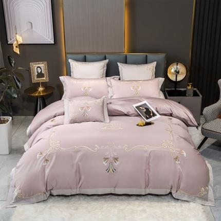 91家纺网 家纺一手货源 找家纺 家居1号2024新款长绒棉刺绣四件套路易斯风格二 路易斯伯爵紫