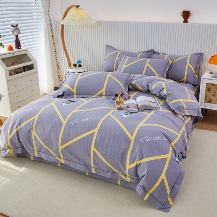 91家纺网 家纺一手货源 找家纺 杜先生 2023新款全棉加厚磨毛系列四件套 快乐露营-灰