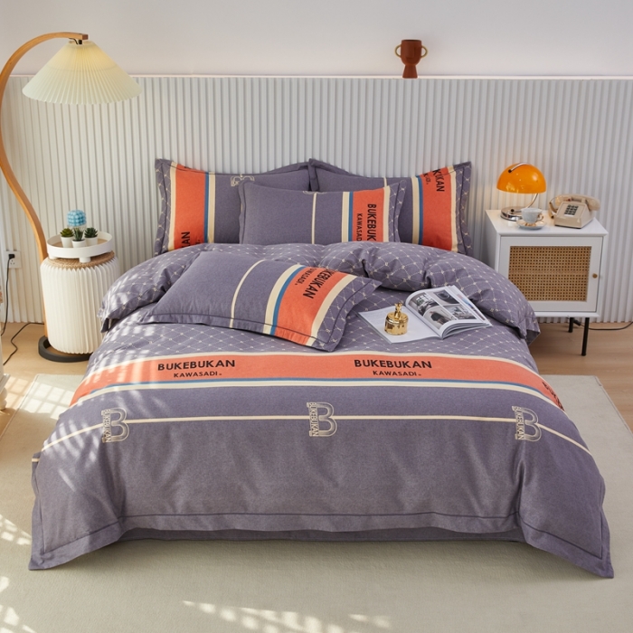 91家纺网 家纺一手货源 找家纺 杜先生 2023新款全棉加厚磨毛系列四件套 魅力生活-灰