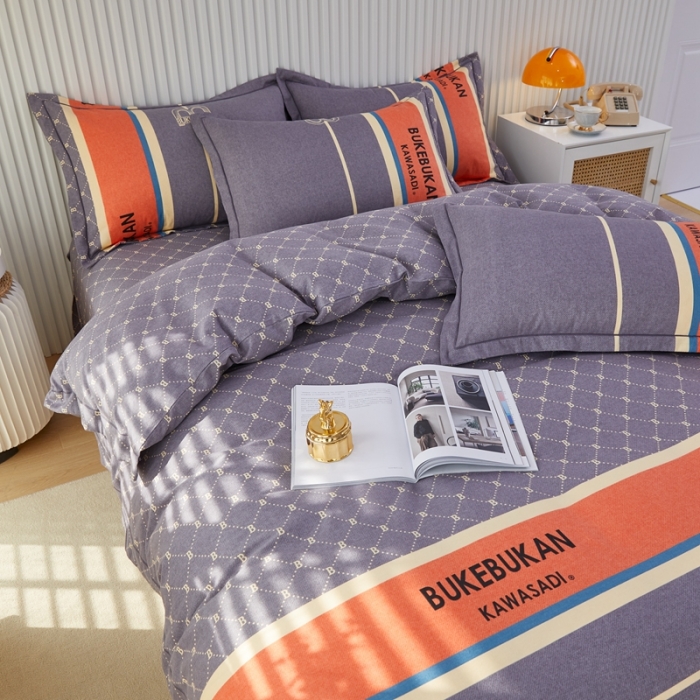 91家纺网 家纺一手货源 找家纺 杜先生 2023新款全棉加厚磨毛系列四件套 魅力生活-灰