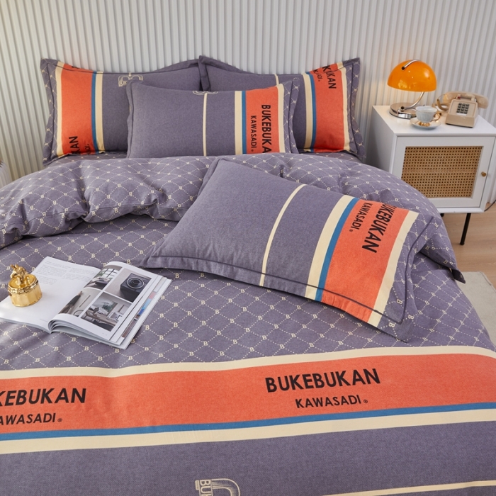 91家纺网 家纺一手货源 找家纺 杜先生 2023新款全棉加厚磨毛系列四件套 魅力生活-灰